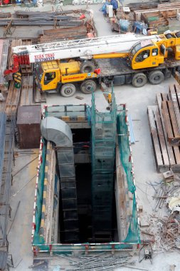 İnşaat alanı. Yeni metro. Ho Chi Minh Şehri (Saigon). Vietnam. 