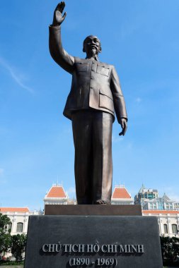 1. Bölge. Ho Chi Minh heykeli & Şehir Hal. Ho Chi Minh Şehri. Vietnam. 