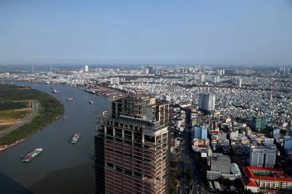 Sungai Saigon Dan Cityscape Dari Chin Minh Skyline Saigon Vietnam — Stok Foto