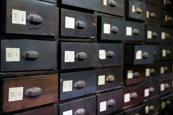 Museum Traditional Vietnamese Medicine Pharmacy Wooden Drawers Medicines Chi Minh —  Fotos de Stock