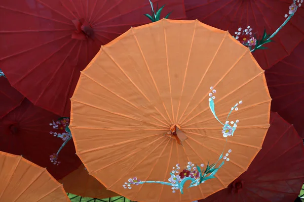 Vörös Vietnámi Olajpapír Esernyők Minh Város Vietnam — Stock Fotó