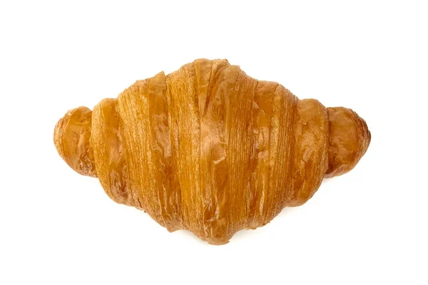 Plain Croissant Classic Crescent Shaped Croissant Top View Isolated White — Stock fotografie