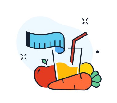 Sağlıklı yiyecekler, kilo verme diyeti, sağlık örnekleri. Sağlıklı gıda, sağlık, diyet, fitness ilacı. Düz illüstrasyon ikonikleri bilgi grafikleri. İniş sayfası baskı posteri.