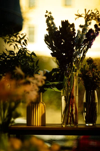 Fleurs Dans Vase Ambiance Automnale — Photo