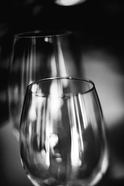 Image Noir Blanc Verres Vin — Photo