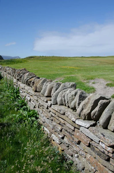 Uma Parede Pedra Empilhada Seco Stromness Orkney — Fotografia de Stock