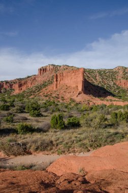 Caprock Canyons Eyalet Parkı 'nda kızıl kayadan bir kumtaşı kulesi..