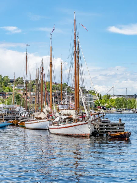 Wooden Sailboats Tied Dock Fredrikstad Norway — Stock Photo, Image