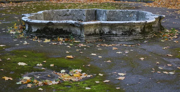 Een Oude Niet Werkende Fontein Het Park Herfst — Stockfoto