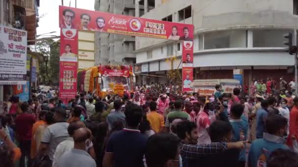 Dios Hindú Ganesh Famoso Conocido Como Chintamani Por Inmersión Girgaon — Vídeo de stock