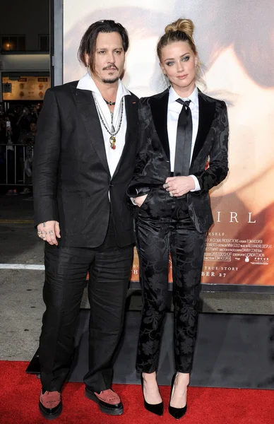 Johnny Depp and Amber Heard at the Los Angeles premiere of 'The Danish Girl' held at the Westwood Village Theatre in Westwood, USA on November 21, 2015.