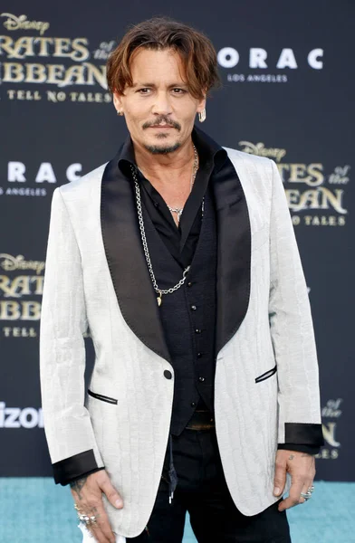 Johnny Depp Estreno Estadounidense Pirates Caribbean Dead Men Tell Tales — Foto de Stock