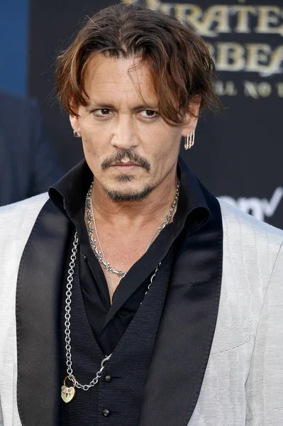 Johnny Depp Estreno Estadounidense Pirates Caribbean Dead Men Tell Tales — Foto de Stock