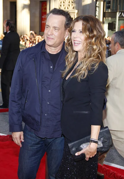 Tom Hanks Rita Wilson Larry Crowne Los Angeles Bemutatóján Melyet — Stock Fotó
