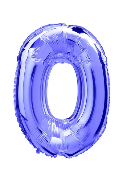 Eine Vertikale Aufnahme Einer Zahl Null Blauer Ballon Isoliert Auf — Stockfoto