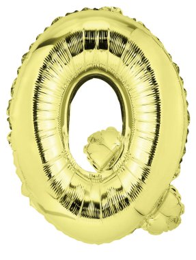 Letter Q in golden mylar balloon isolated on white