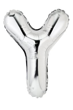 Letter Y in silver mylar balloon isolated on white