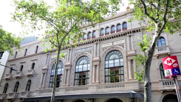 Barcelona Spanyolország 2022 Gran Teatre Liceo Homlokzat Oldalnézete — Stock videók