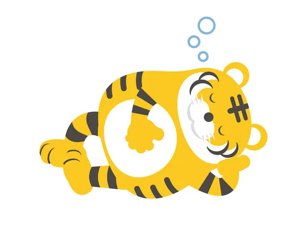 Ilustracja Wektora Charakteru Tygrysa Sen — Wektor stockowy