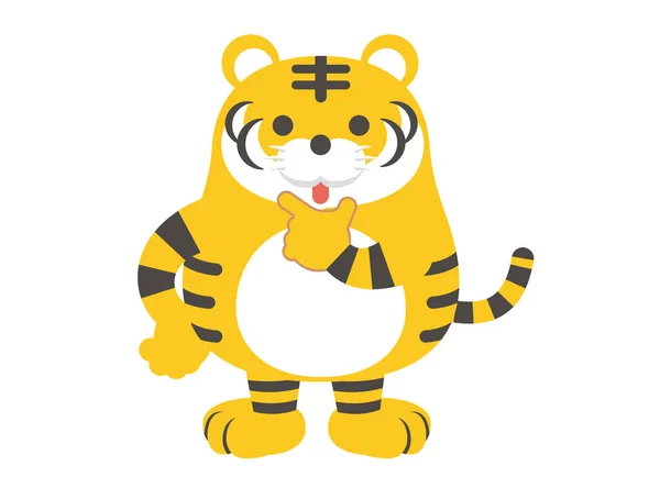 Wektor Ilustracja Charakteru Tygrysa Myśleć — Wektor stockowy