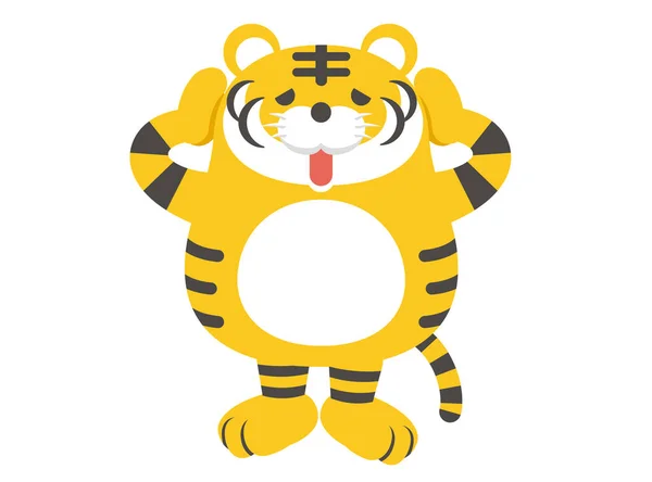 Illustration Vectorielle Caractère Tigre Choc — Image vectorielle