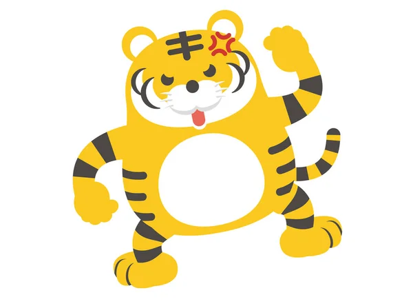 Wektor Ilustracja Charakteru Tygrysa Zły — Wektor stockowy
