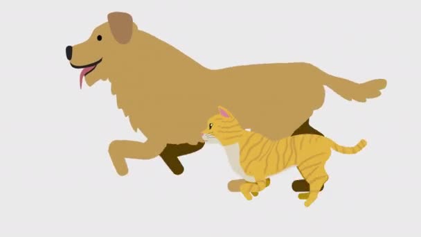 Running Dog Cat Illustration Loop Animation Ανάλυση Φόντο Διαφανές — Αρχείο Βίντεο