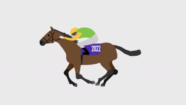 Run Race Horse Jockey Illustration Loop Animation Rozdzielczość Tło Transparent — Wideo stockowe