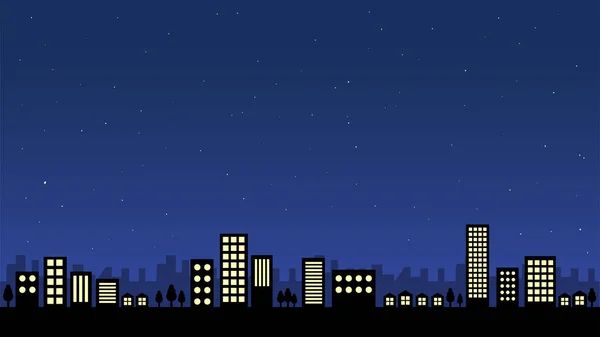 Noche Paisaje Urbano Vector Fondo Gráfico — Vector de stock