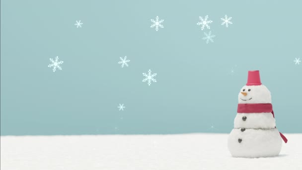 Winter Achtergrond Materiaal Snowfield Snowman Rendering — Stockvideo