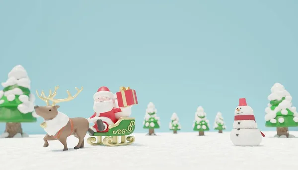 Weihnachtshintergrundmaterial Weihnachtsmann Und Schneemann Rendering — Stockfoto