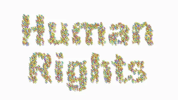 Ilustração Pessoas Alinhadas Forma Caráter Direitos Humanos — Fotografia de Stock