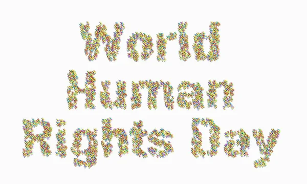 世界人権デー という形で並んでいる人々の3Dイラスト — ストック写真