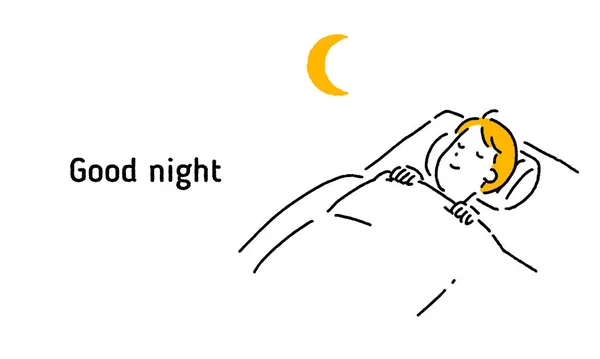 一个男人舒服睡眠的简单例证 — 图库矢量图片