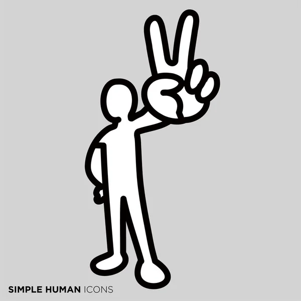 Pose Illustration Peace Simple Person — Διανυσματικό Αρχείο