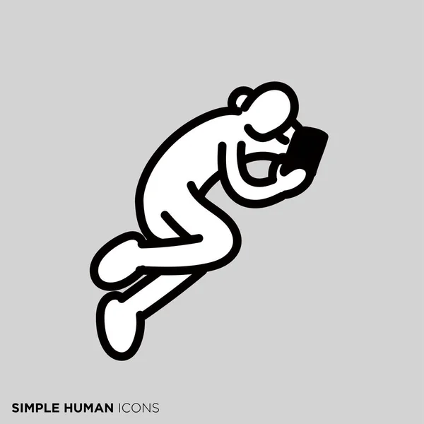 シンプルなヒューマンアイコンシリーズ スマートフォンを見る人 — ストックベクタ