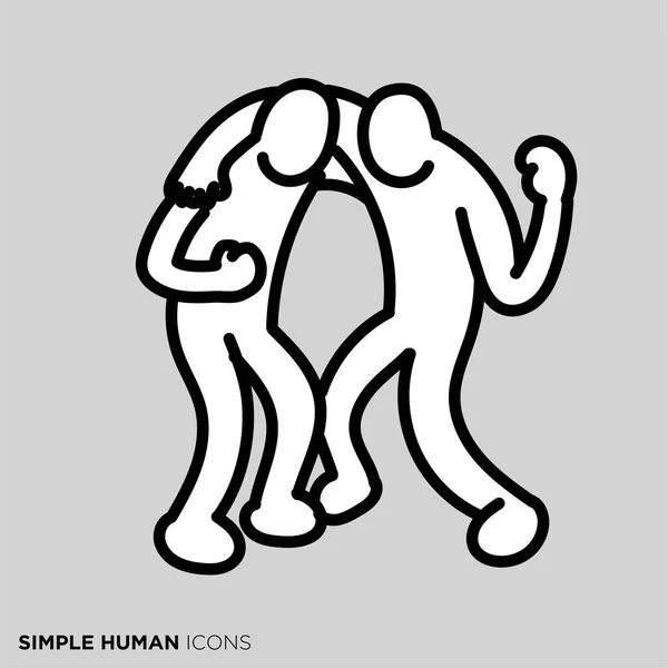 シンプルなヒューマンアイコンシリーズ 2人が肩を越える — ストックベクタ