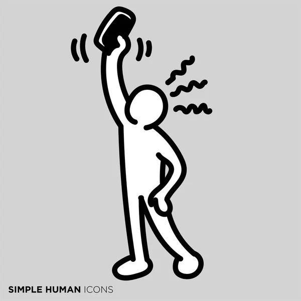 Simple Human Icon Series People Looking Smartphone Radio Waves — ストックベクタ