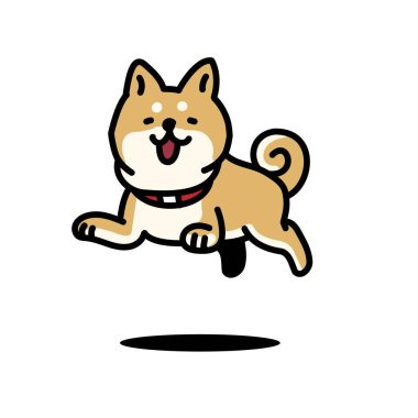 Shiba Inu 'nun basit ve şirin zıplama çizimi