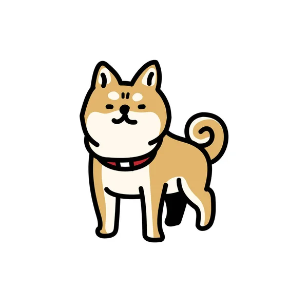 Illustration Simple Cute Grumpy Shiba Inu — Stok Vektör