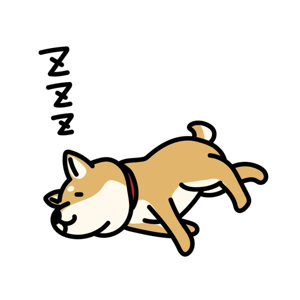 Illustration Shiba Inu Who Sleeps Deeply — Vetor de Stock