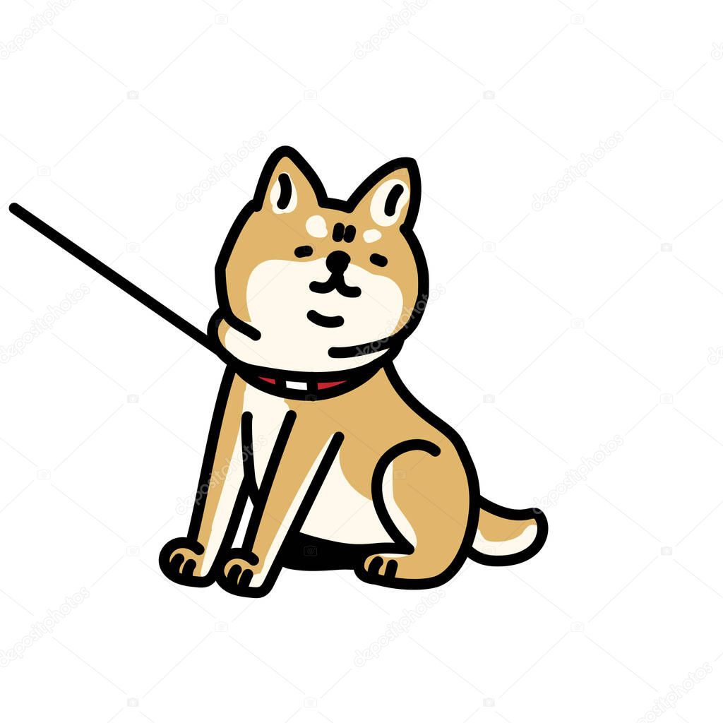 Illustration of Shiba Inu who wants to continue walking