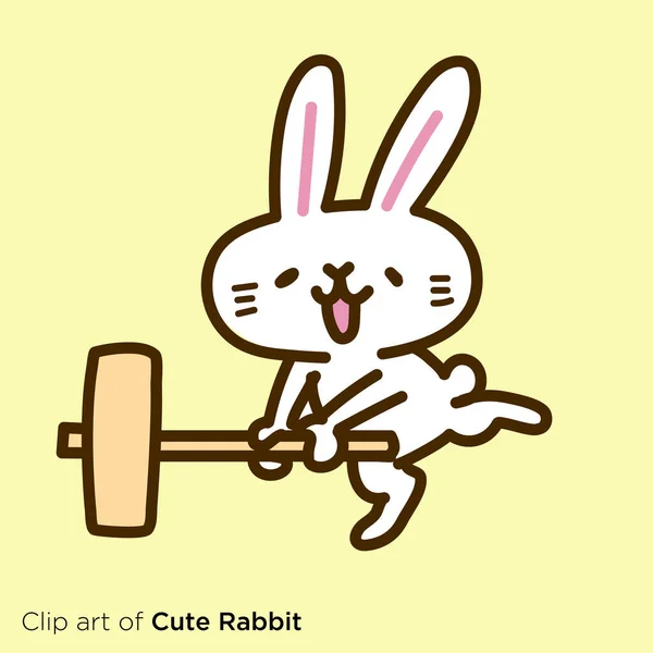 Rabbit Character Illustration Series Make Rice Cake — Vector de stock