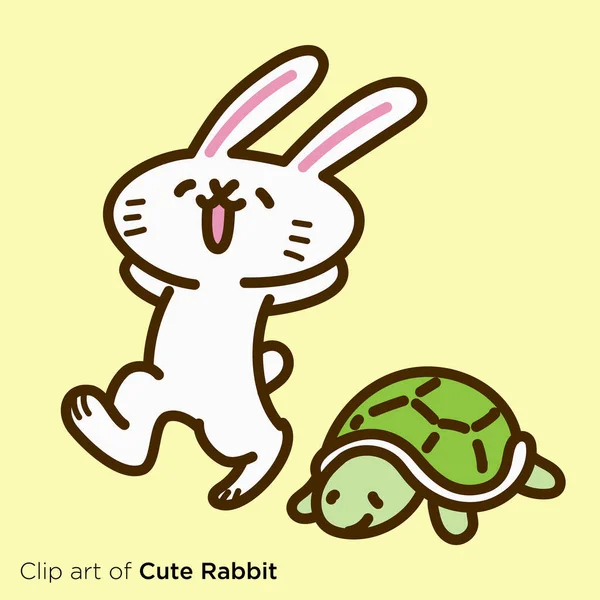 Rabbit Character Illustration Series Rabbit Turtle Together — Vettoriale Stock