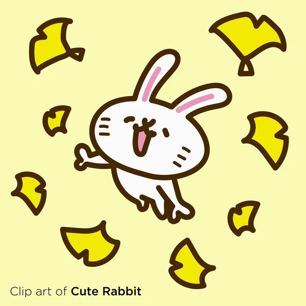 Rabbit Character Illustration Series Rabbit Looking Autumn Ginkgo — 스톡 벡터