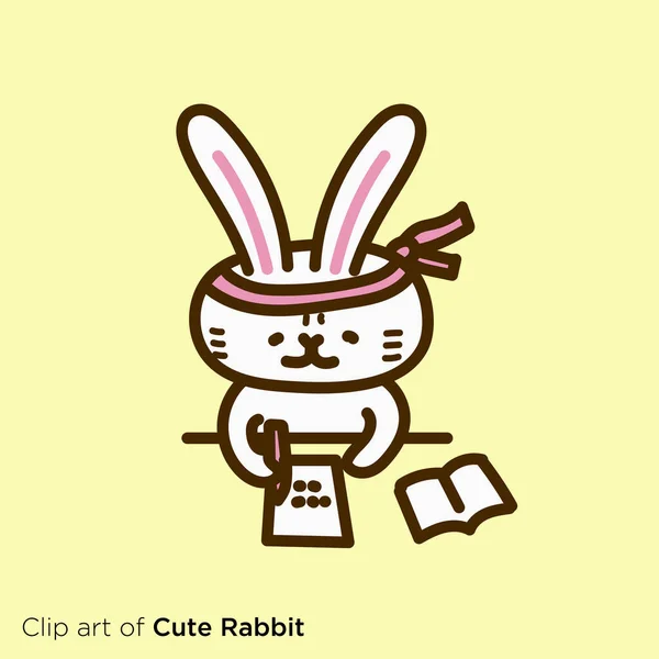 Rabbit Character Illustration Series Rabbit Study Exams — ストックベクタ