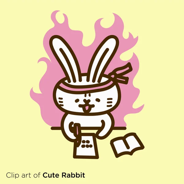 Rabbit Character Illustration Series Rabbit Study Exams — Stock vektor