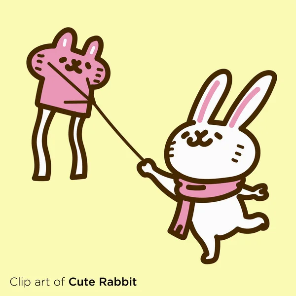 Rabbit Character Illustration Series Rabbit Kite — 스톡 벡터
