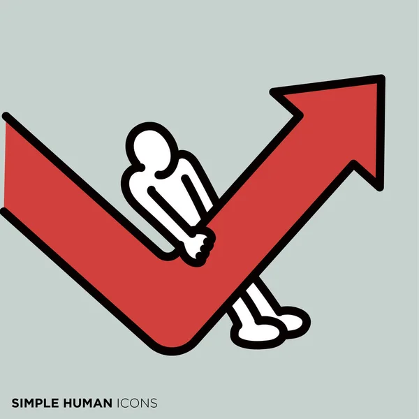 Simple Human Icon Series People Who Pull Arrow Restore Shaped — Vector de stock