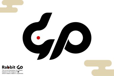 Illustrations of rabbits designed in the form of kanji that mean rabbits in Japanese